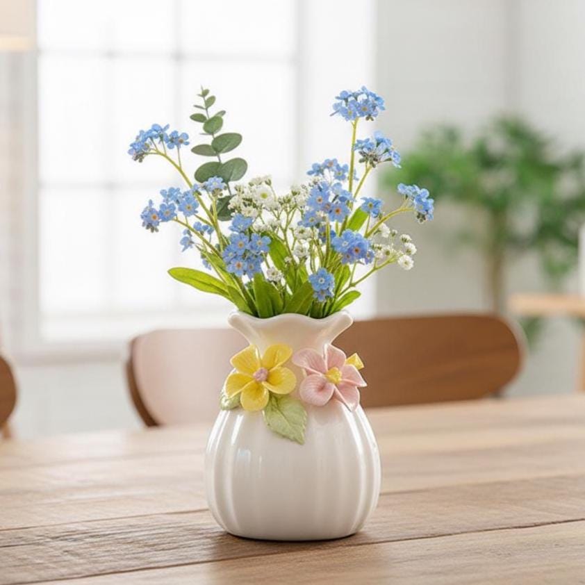 Handmade Floral Ceramic Bud Vase | Mini 3D Flower Pottery