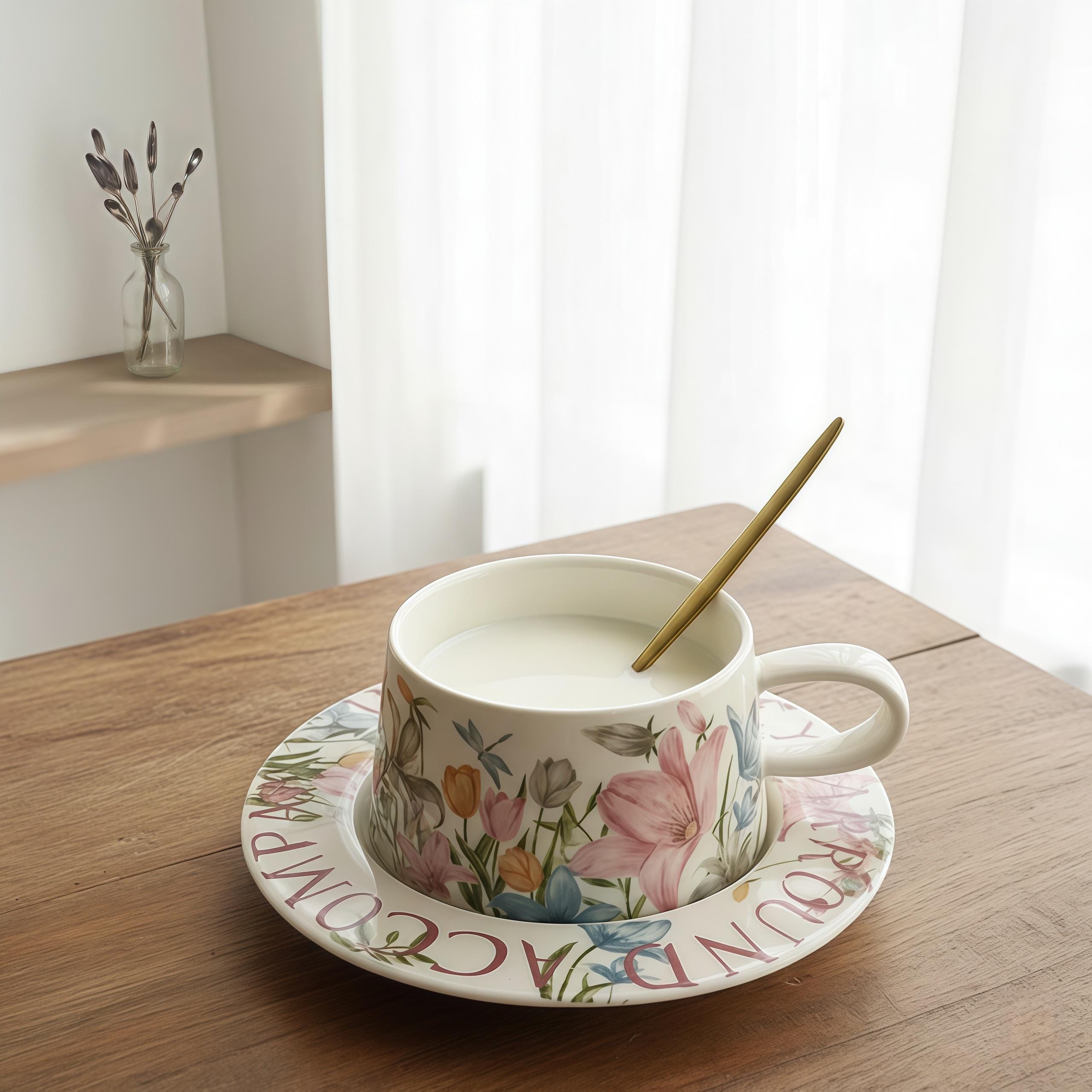 Monet Garden Impressionist Cup & Saucer Set | Floral Art Ceramic Coffee Cup