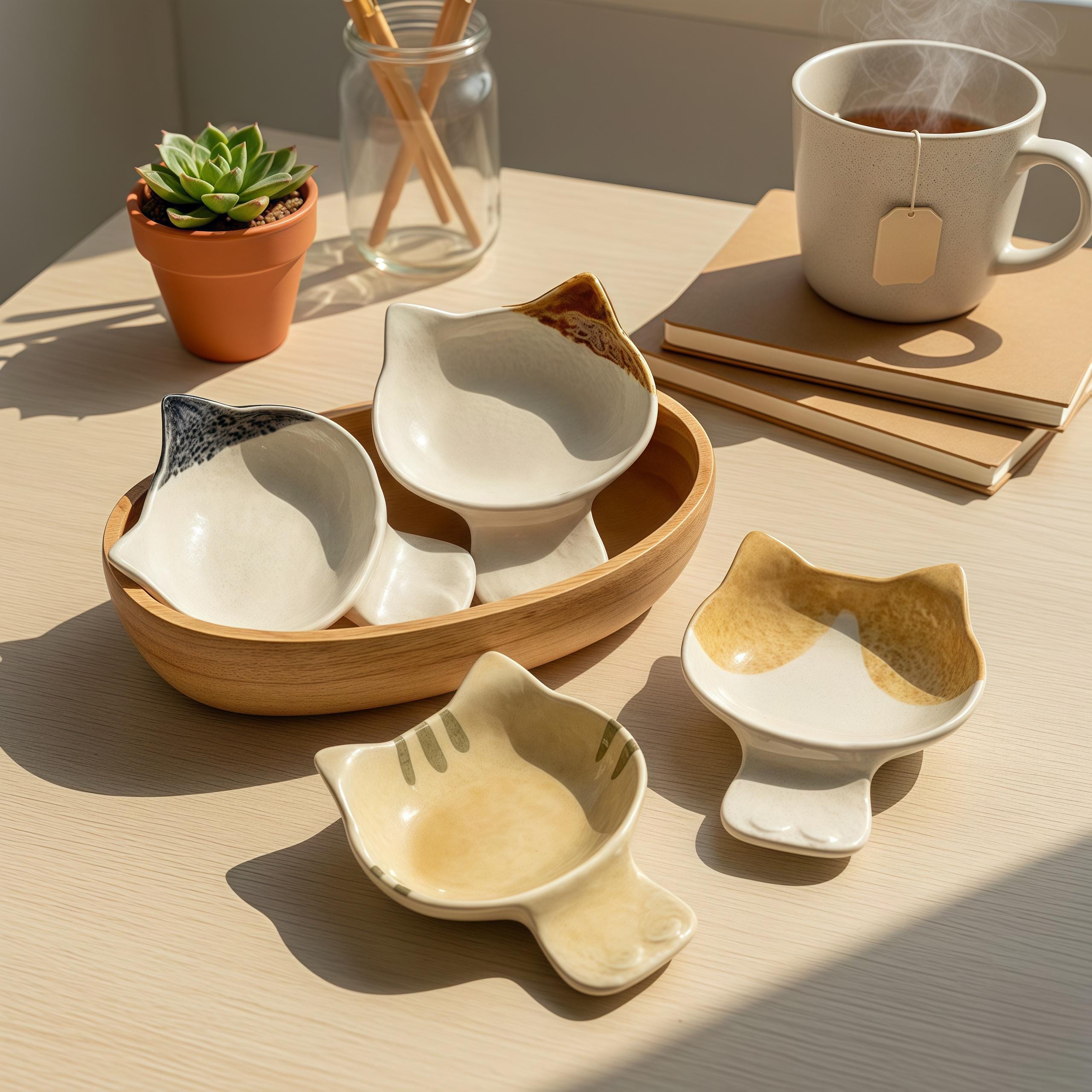 Kawaii Cat Ceramic Dipping Dish | Mini Sauce Plate