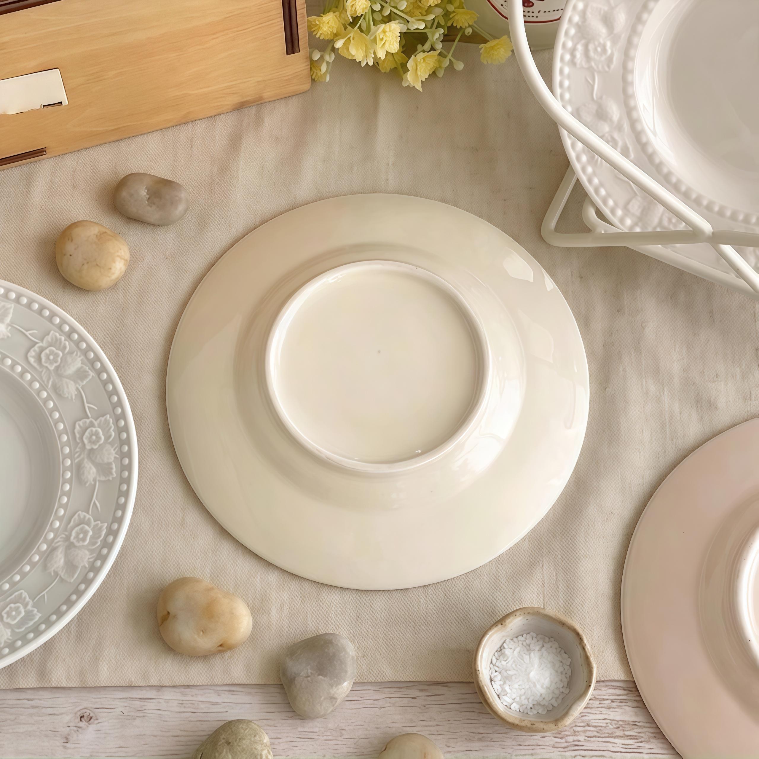 Embossed Floral Ceramic Dessert Plate | Vintage French Style Snack Dish