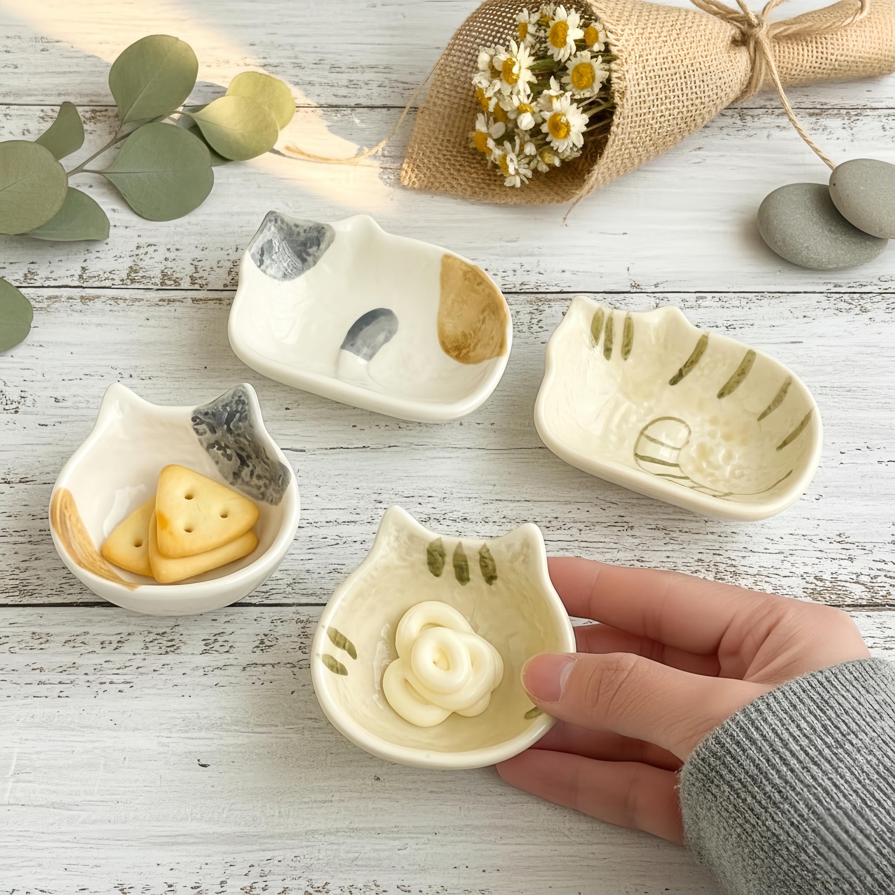 Kawaii Cat Ceramic Dipping Dish | Kitten Shaped Sauce Bowl