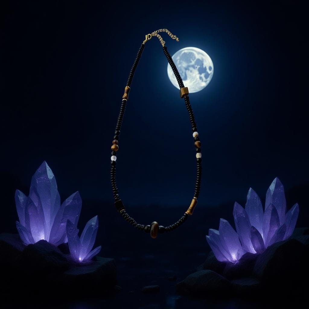 Black Wukong Inspired Beaded Necklace – Tiger’s Eye, Obsidian & Liuli Glass Necklace