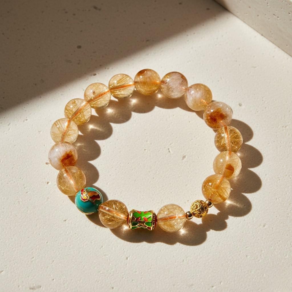 Golden Rutilated Quartz Bracelet – Guardian Collection | Clarity, Focus & Business Success
