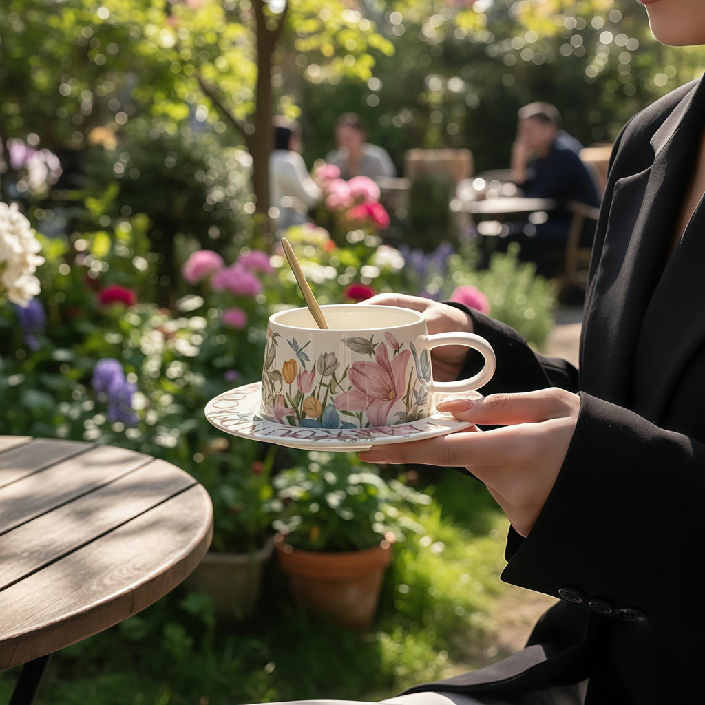Monet Garden Impressionist Cup & Saucer Set | Floral Art Ceramic Coffee Cup