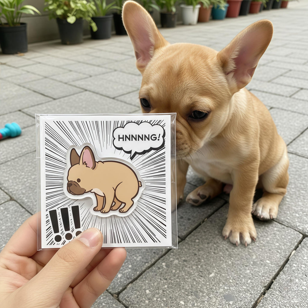 Funny Pooping Dog Magnet | Acrylic Refrigerator Magnet with Backing Card