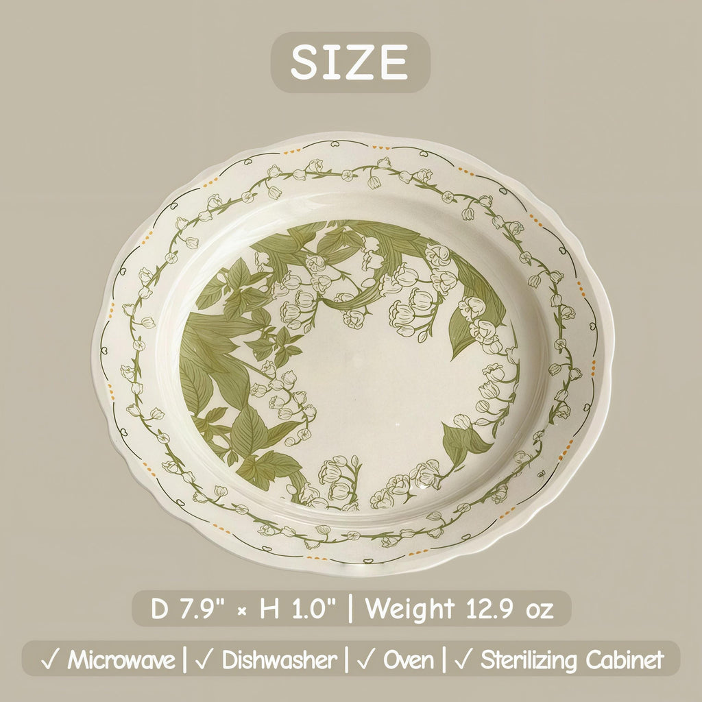 Lily of the Valley Ceramic Tableware Set | Vintage Botanical Plates & Bowls | Floral Dinnerware Set