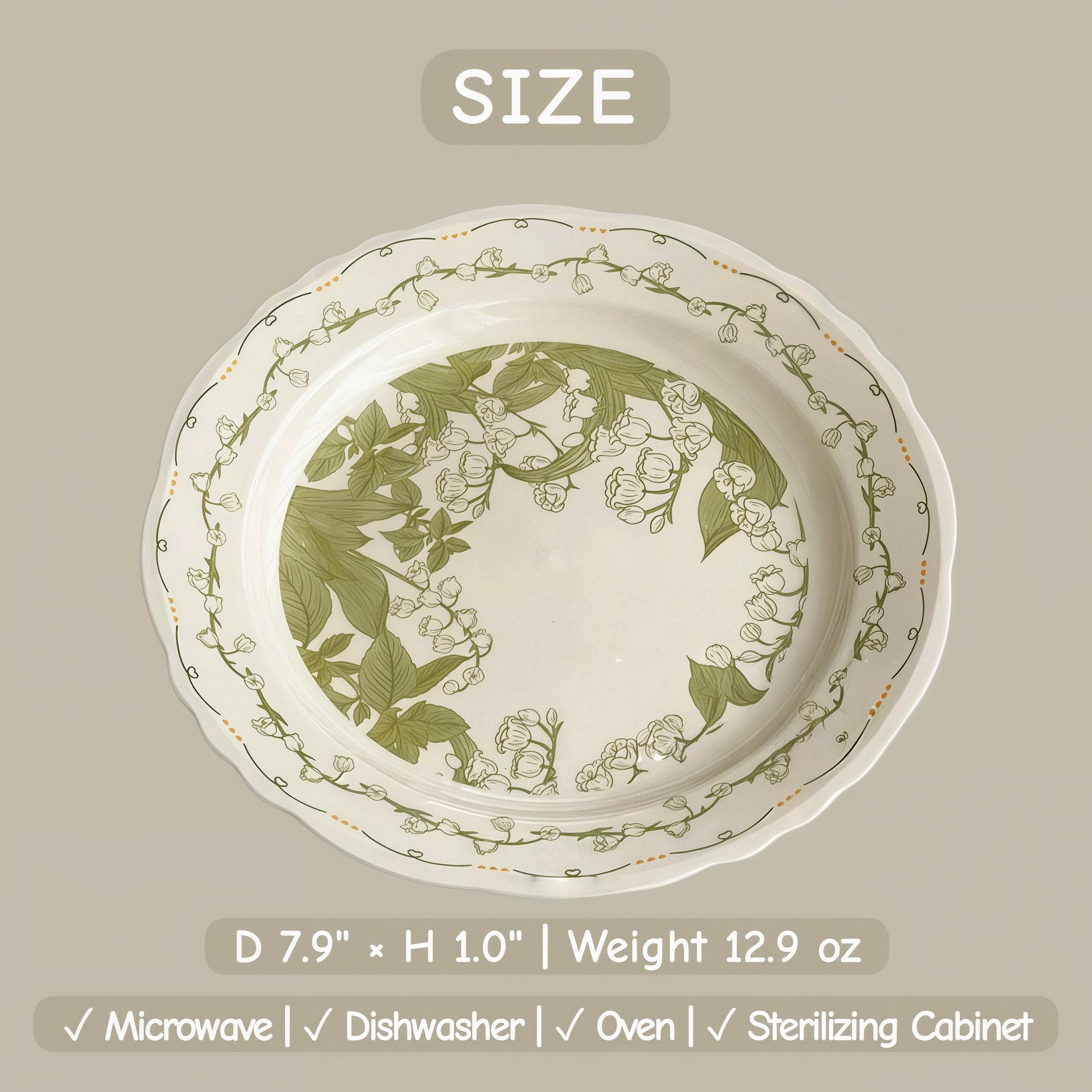 Lily of the Valley Ceramic Tableware Set | Vintage Botanical Plates & Bowls | Floral Dinnerware Set