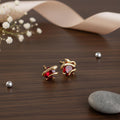 Vintage Snake Stud Earrings with Claret Red Zircon – 18K Gold Plated Serpent Jewelry