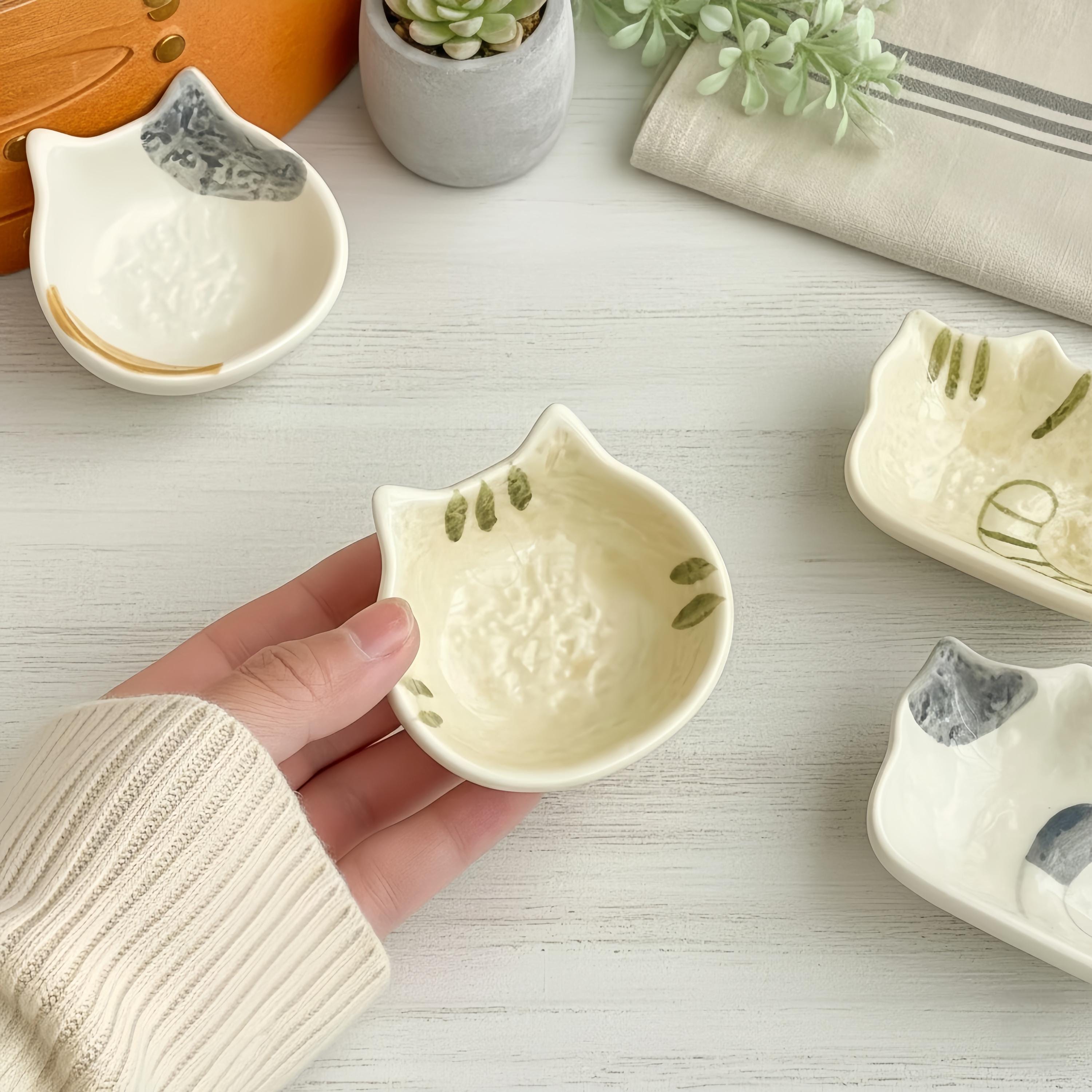 Kawaii Cat Ceramic Dipping Dish | Kitten Shaped Sauce Bowl