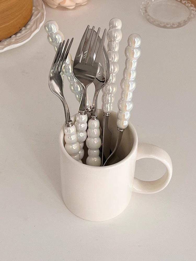 Pearl Handle Flatware | Stainless Steel & Ceramic Cutlery