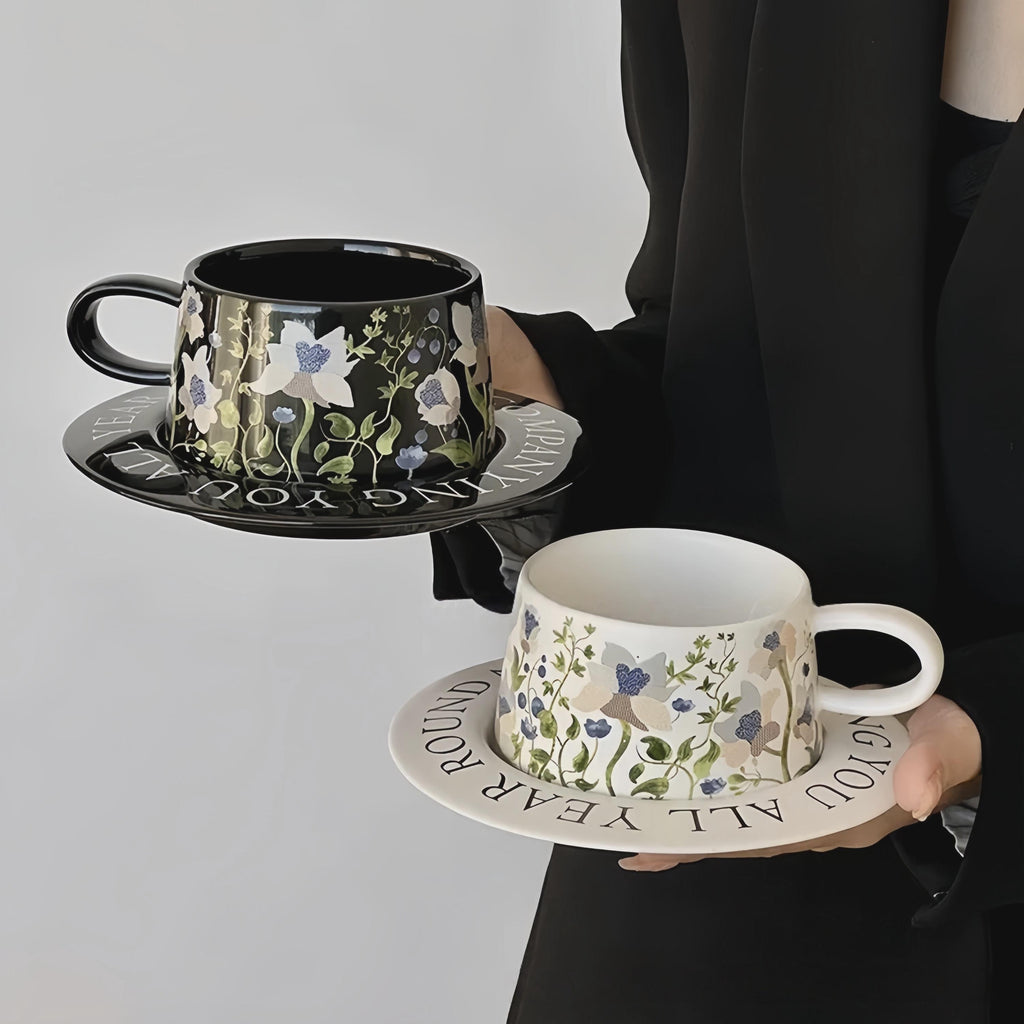 Lily of the Valley Mug Set | Floral Ceramic Cup & Saucer