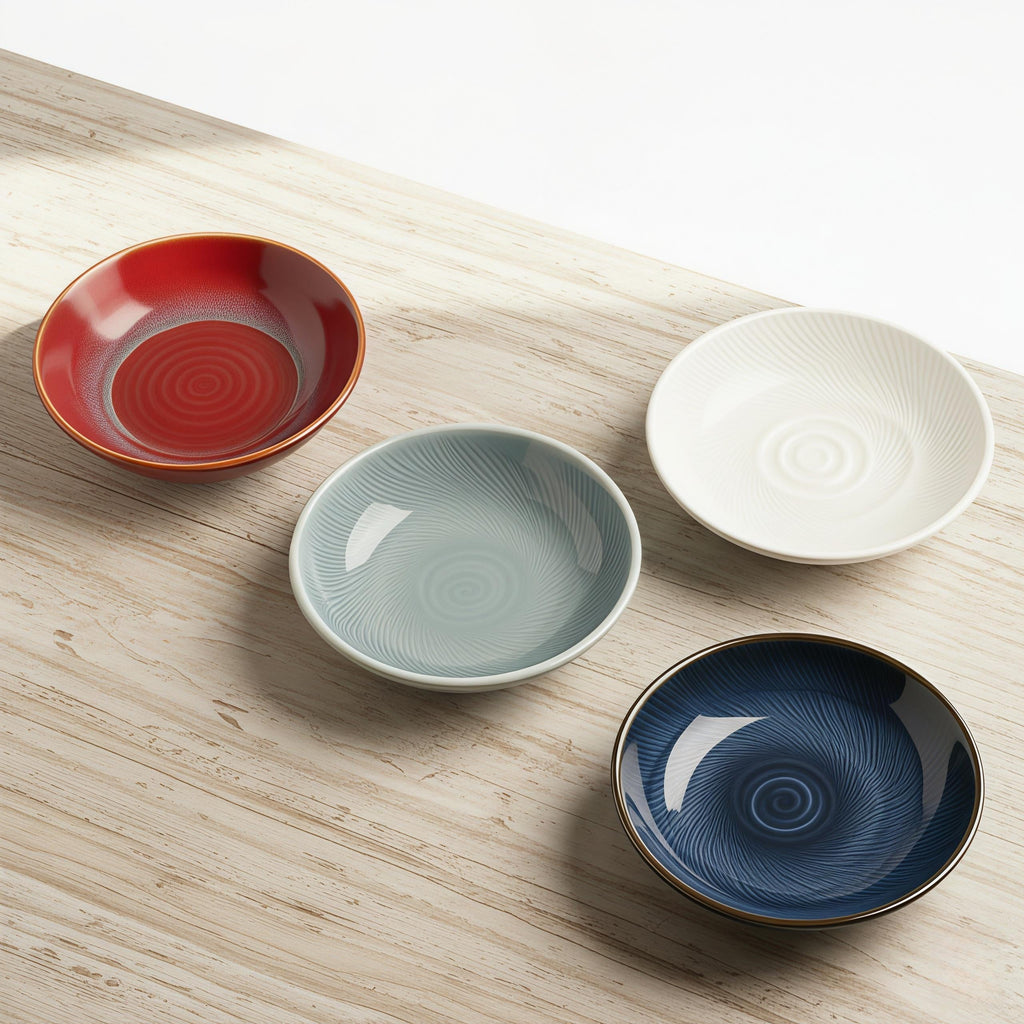 Plume Shadow Phoenix Feather Dipping Dish | Artisan Glazed Porcelain Sauce Bowl
