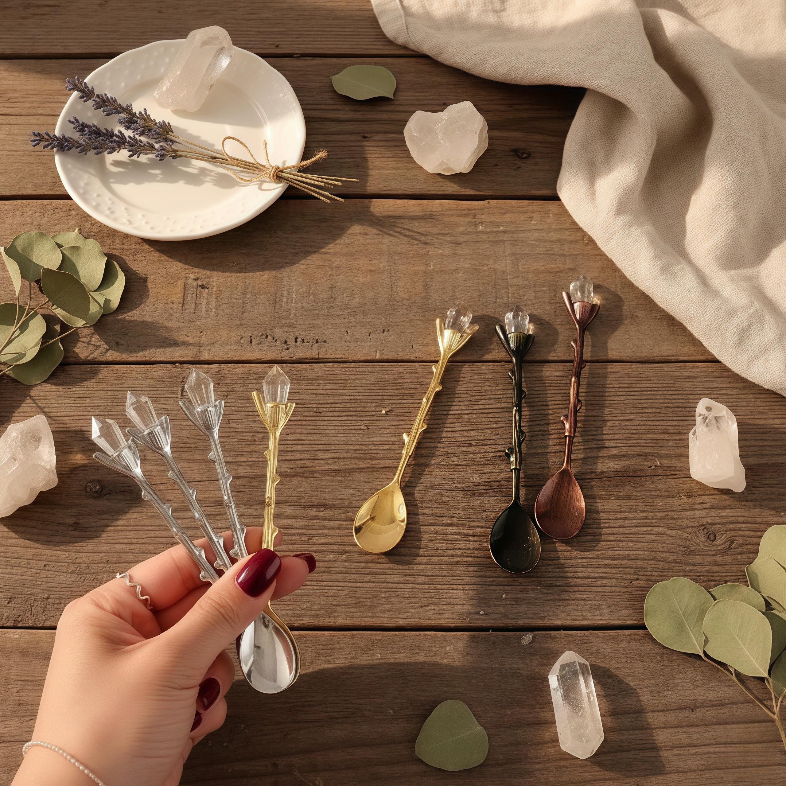 Antique Branch Crystal Dessert Spoon | Gothic Fantasy Teaspoon