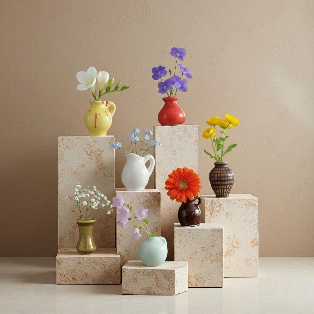 Mini Ceramic Flower Vase Magnet | Tiny Floral Pot Refrigerator Magnet