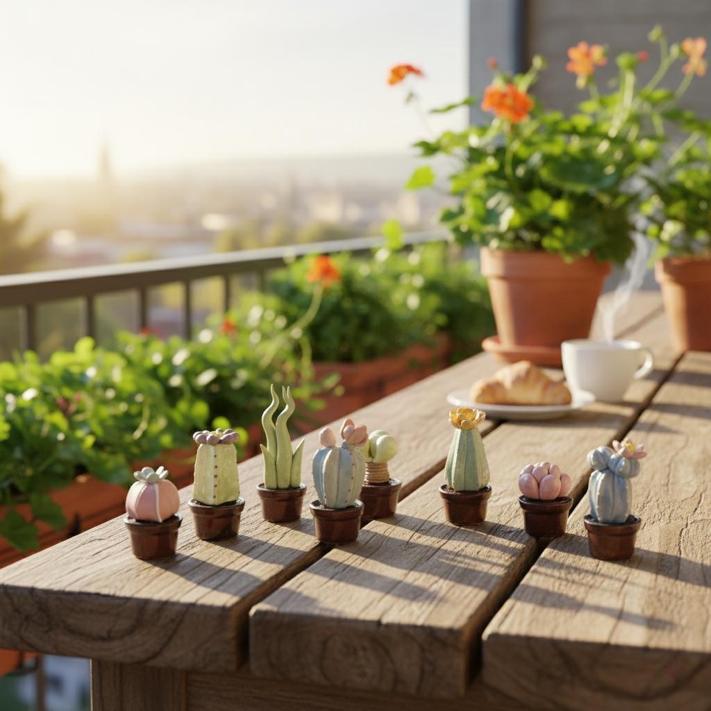 Handmade Miniature Ceramic Cactus | Tiny Pottery Plant Decor