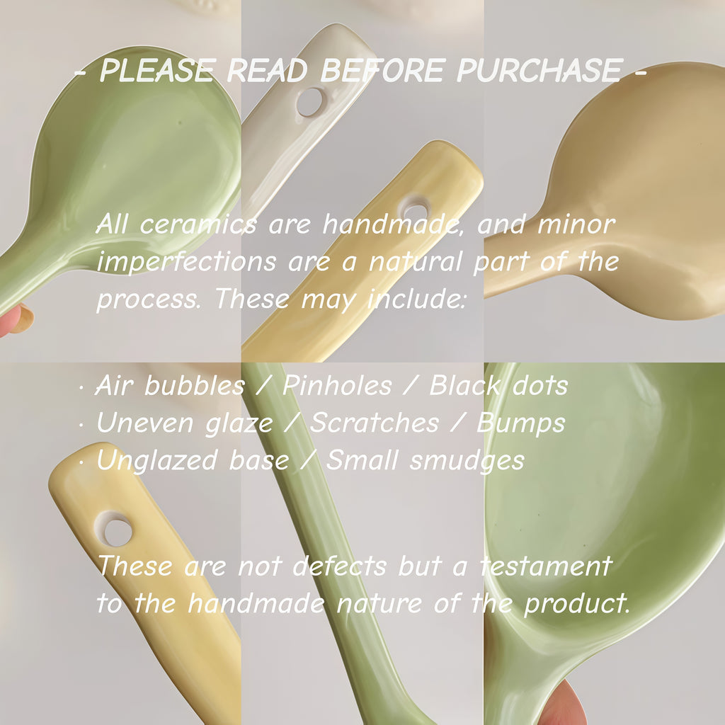 Handmade Style Ceramic Soup Spoon | Organic Shaped Ramen Spoon
