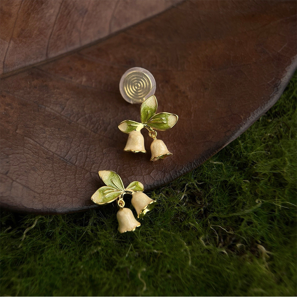 Lily of the Valley Earrings – Hand-Enameled Flower Drop Earrings
