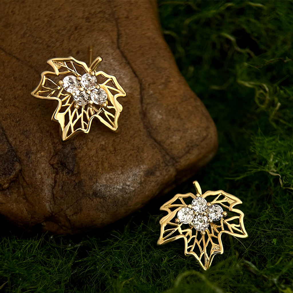 Golden Maple Leaf Necklace & Earrings – Bloom Collection | Autumn Whisper Jewelry