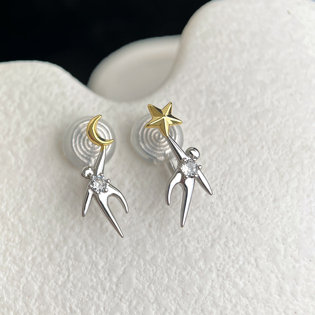 Star & Moon Dancer Earrings - Dream Collection | Zirconia S925 Post or Clip-On