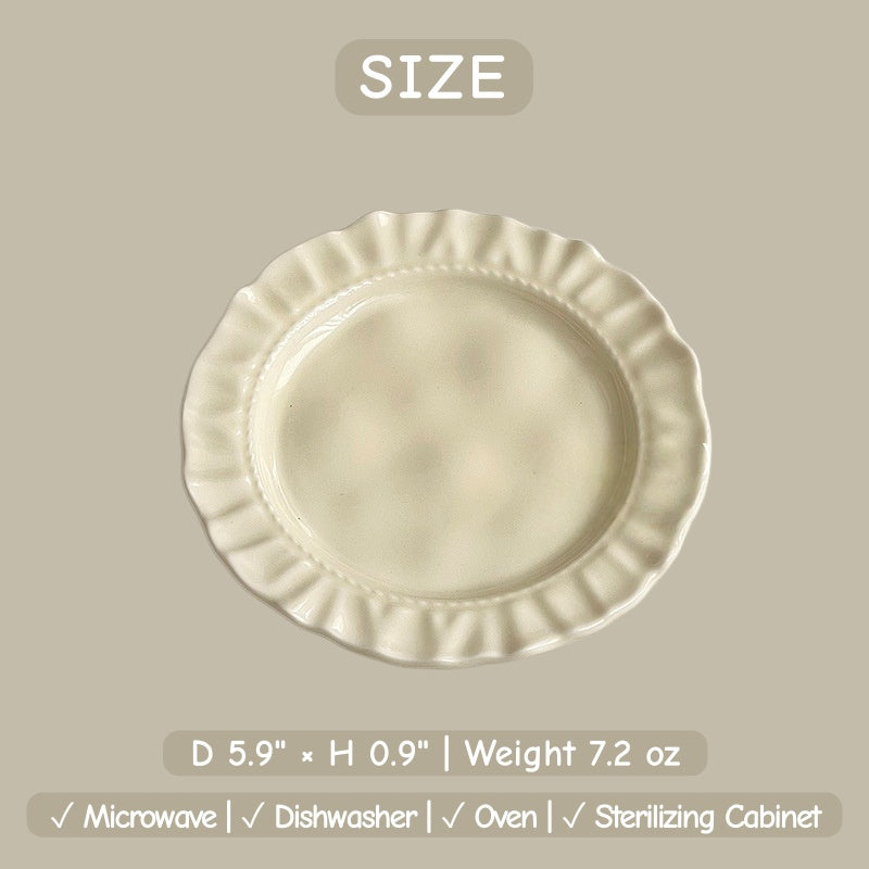 Minimalist Scalloped Ceramic Plate | Matte Neutral Dessert Plate