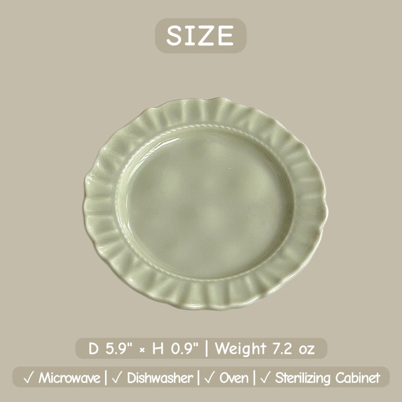 Minimalist Scalloped Ceramic Plate | Matte Neutral Dessert Plate