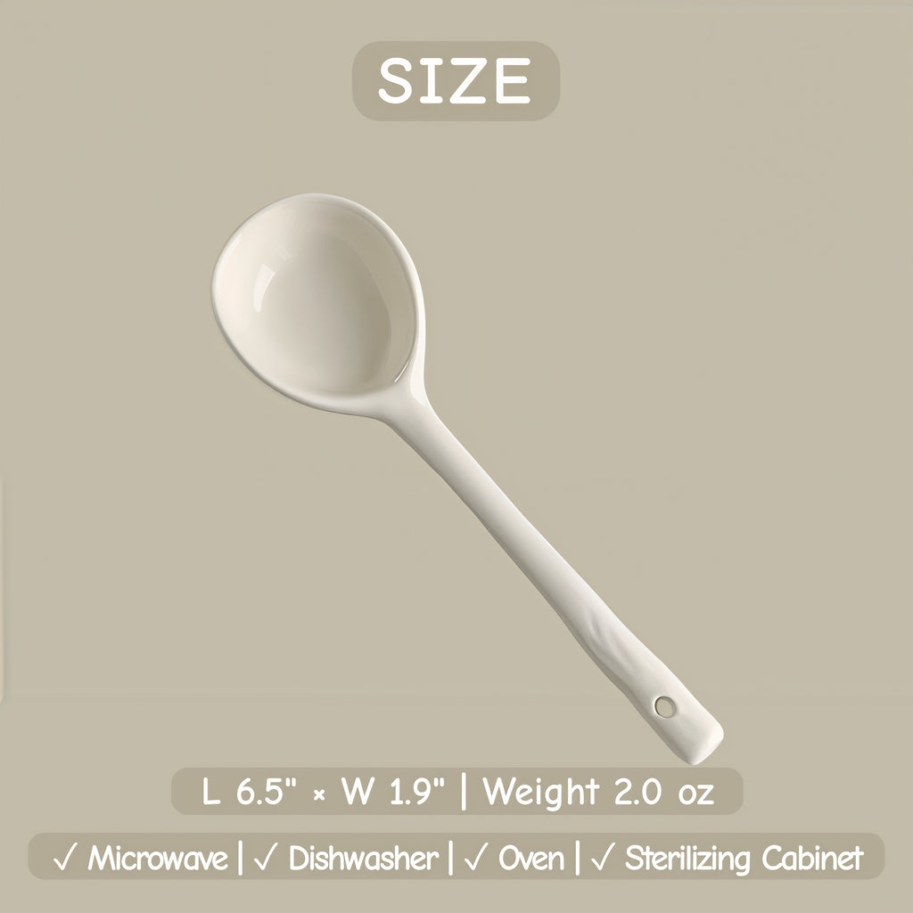 Handmade Style Ceramic Soup Spoon | Organic Shaped Ramen Spoon