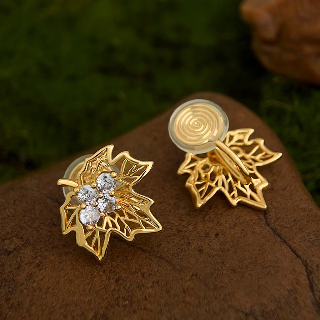 Golden Maple Leaf Necklace & Earrings – Bloom Collection | Autumn Whisper Jewelry
