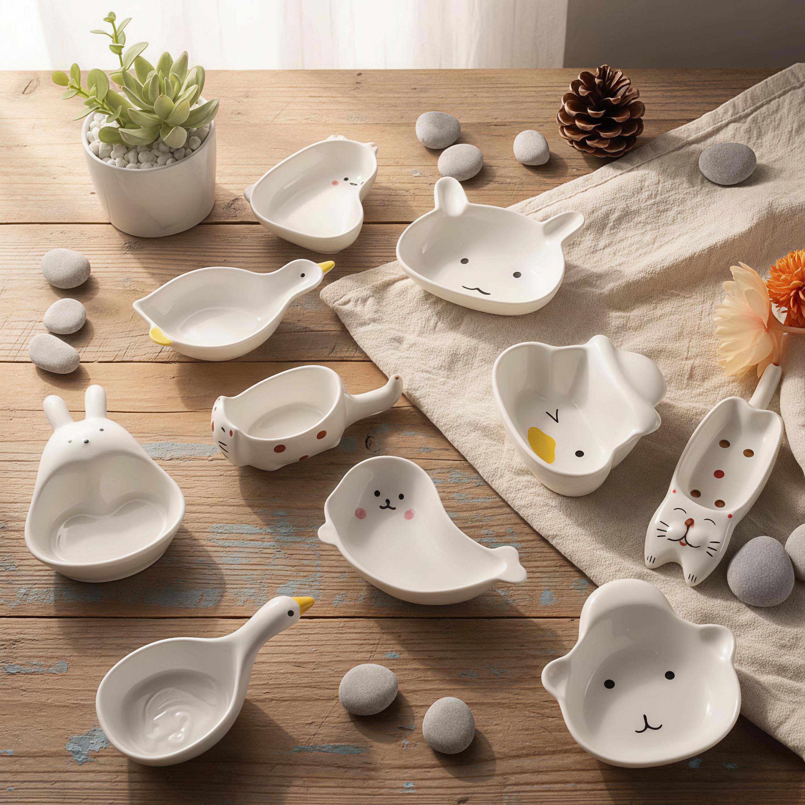 Kawaii Animal Ceramic Dipping Dish | Mini Condiment Plate