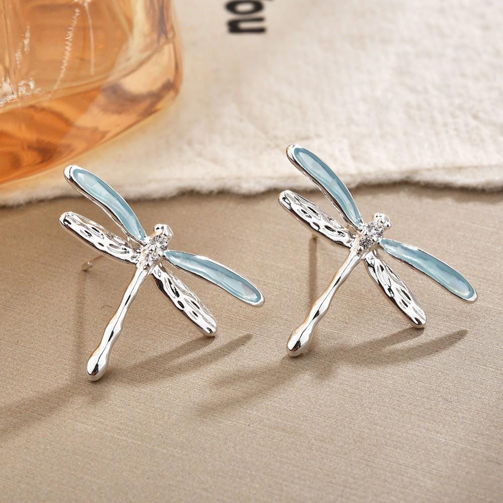 Dragonfly Stud Earrings – 18K Gold Plated Enamel Dragonfly Earrings