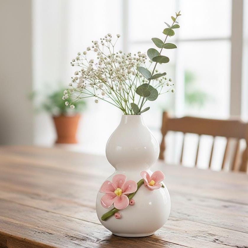 Handmade Floral Ceramic Bud Vase | Mini 3D Flower Pottery