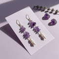 Lavender Garden Earrings – Raw Amethyst & Freshwater Pearl Long Dangle Earrings