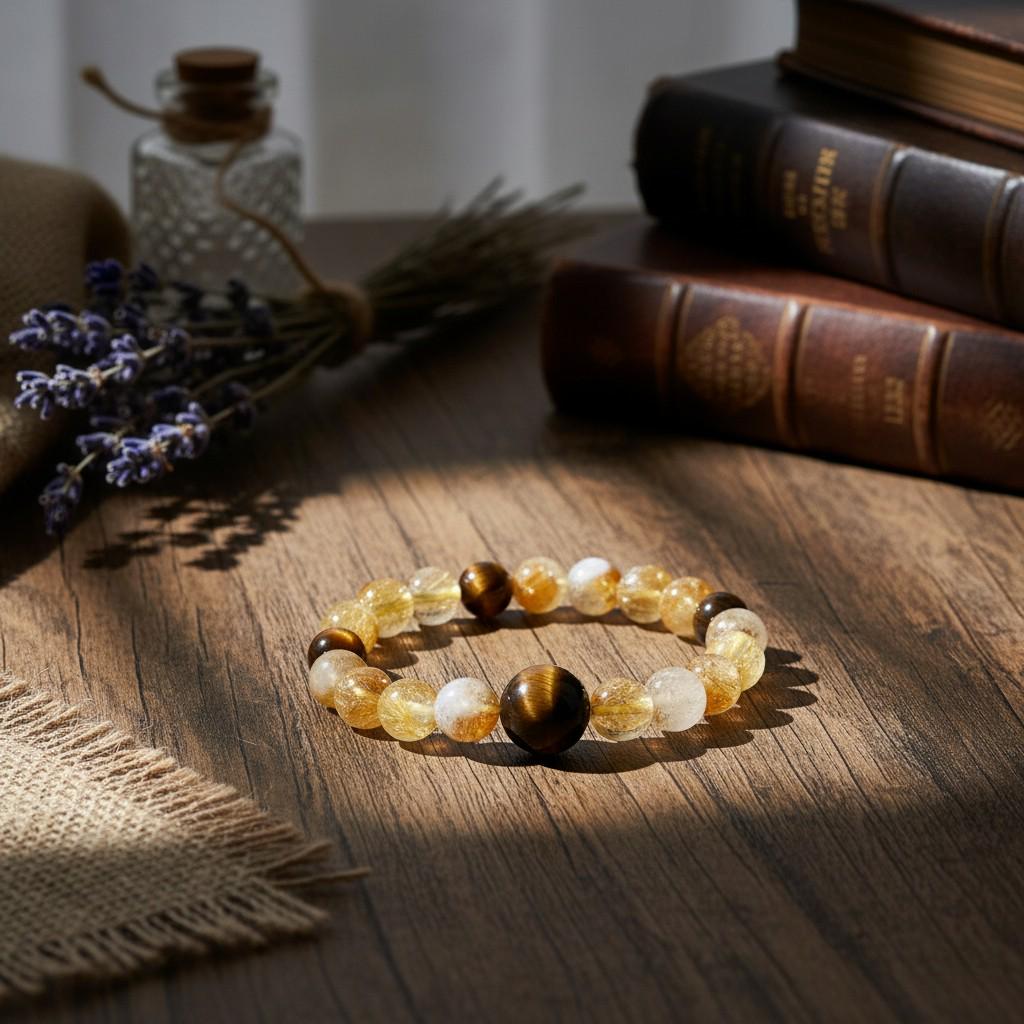 Tiger's Eye and Citrine Bracelet – Guardian Collection | Confidence, Protection & Wealth Jewelry