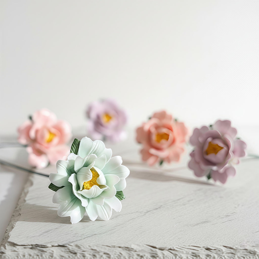 Handmade Ceramic Peony Flower | Pastel Floral Art Decor