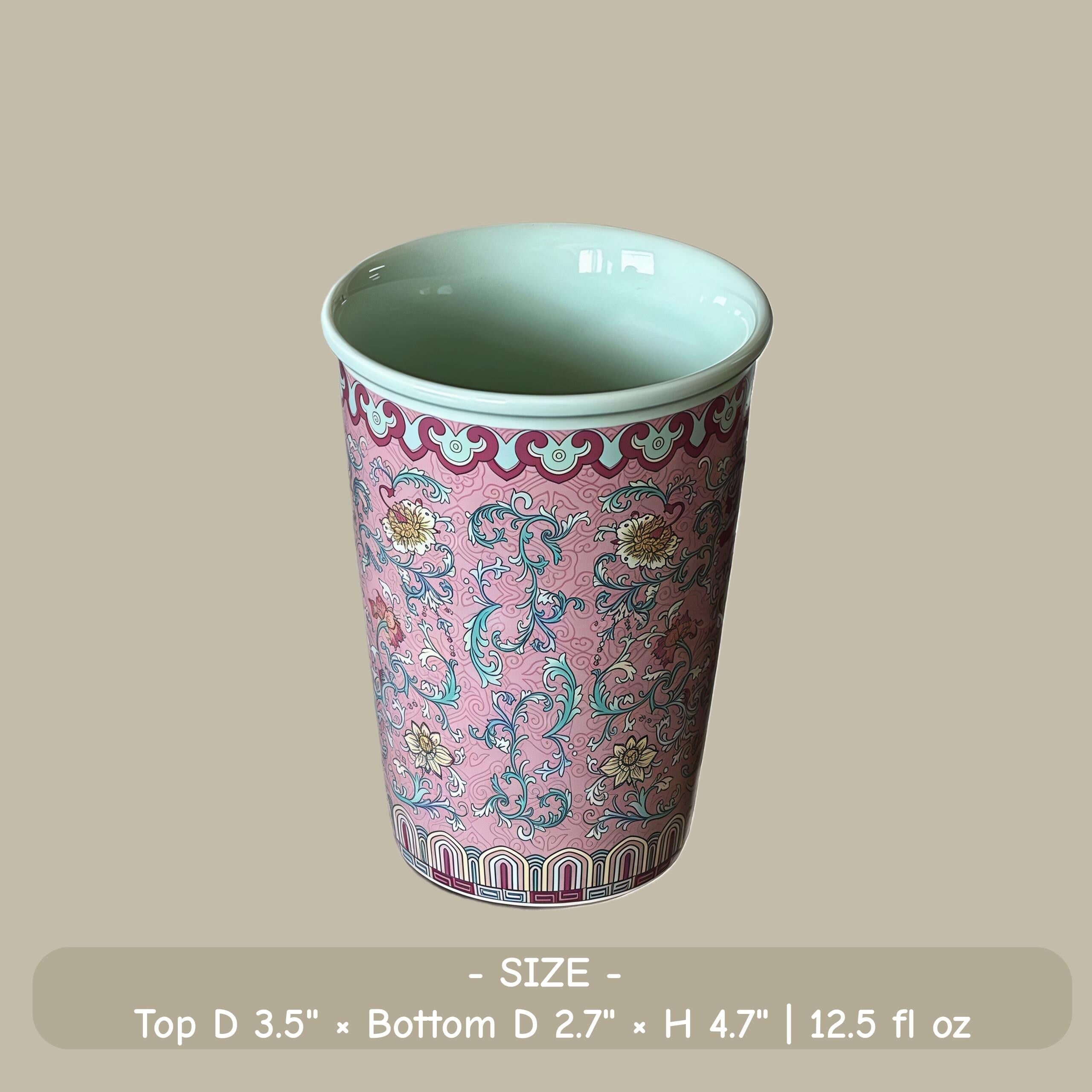 Vintage Famille Rose Ceramic Mug | Chinoiserie Floral Tea Cup