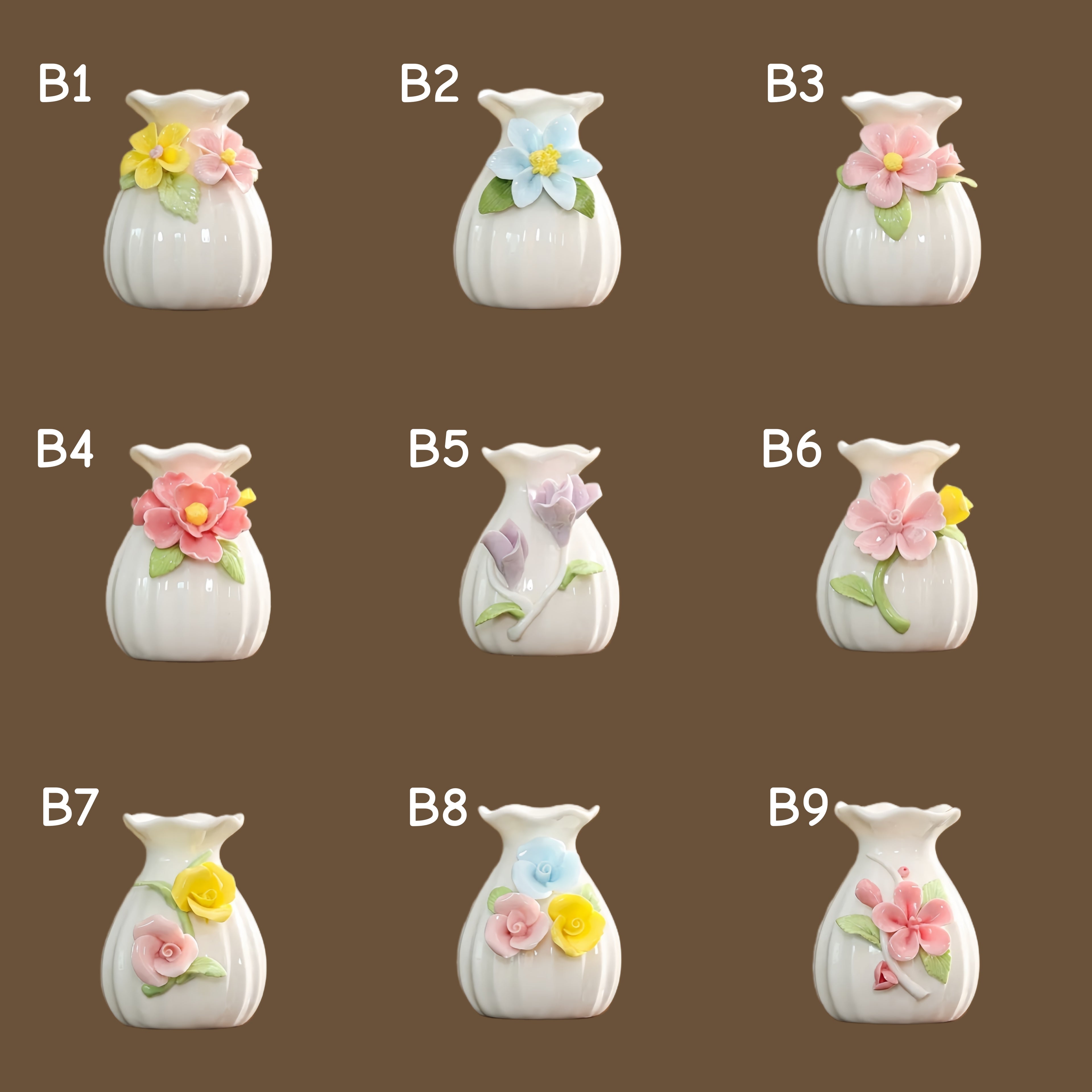 Handmade Floral Ceramic Bud Vase | Mini 3D Flower Pottery