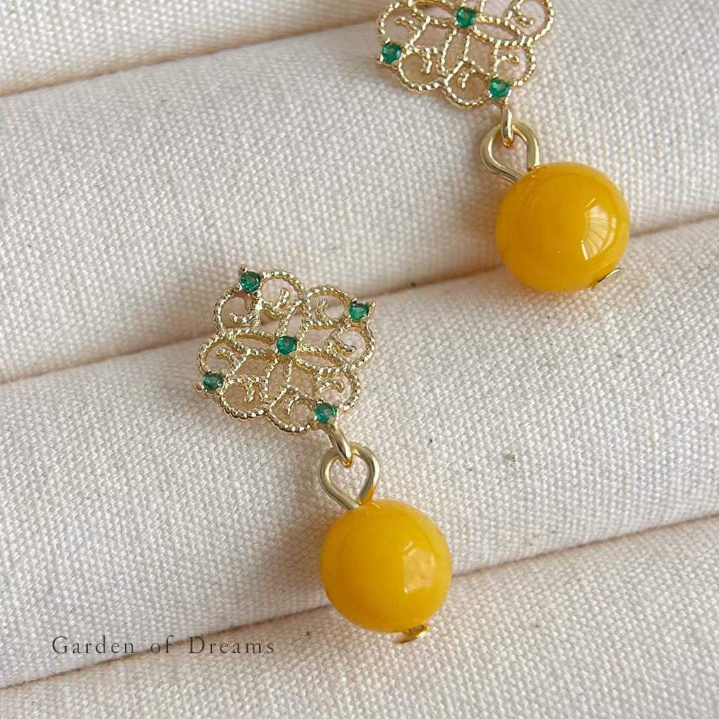 Amber Drop Earrings – Jiangnan Garden Inspired Statement Earrings