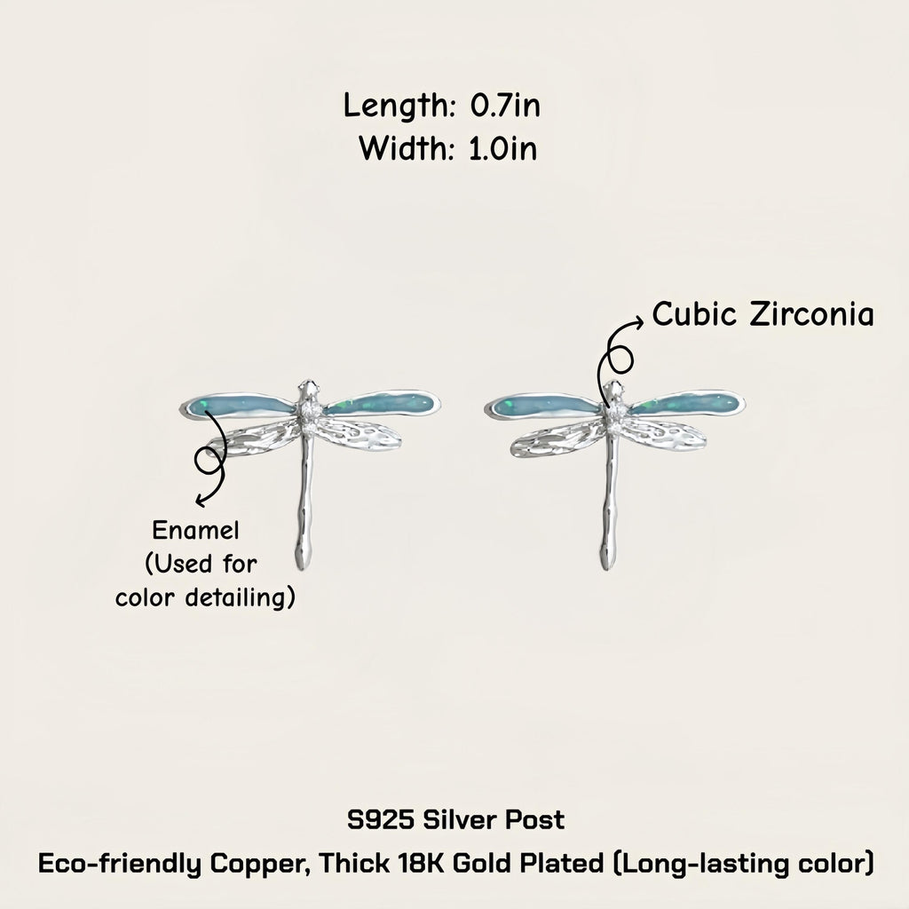 Dragonfly Stud Earrings – 18K Gold Plated Enamel Dragonfly Earrings