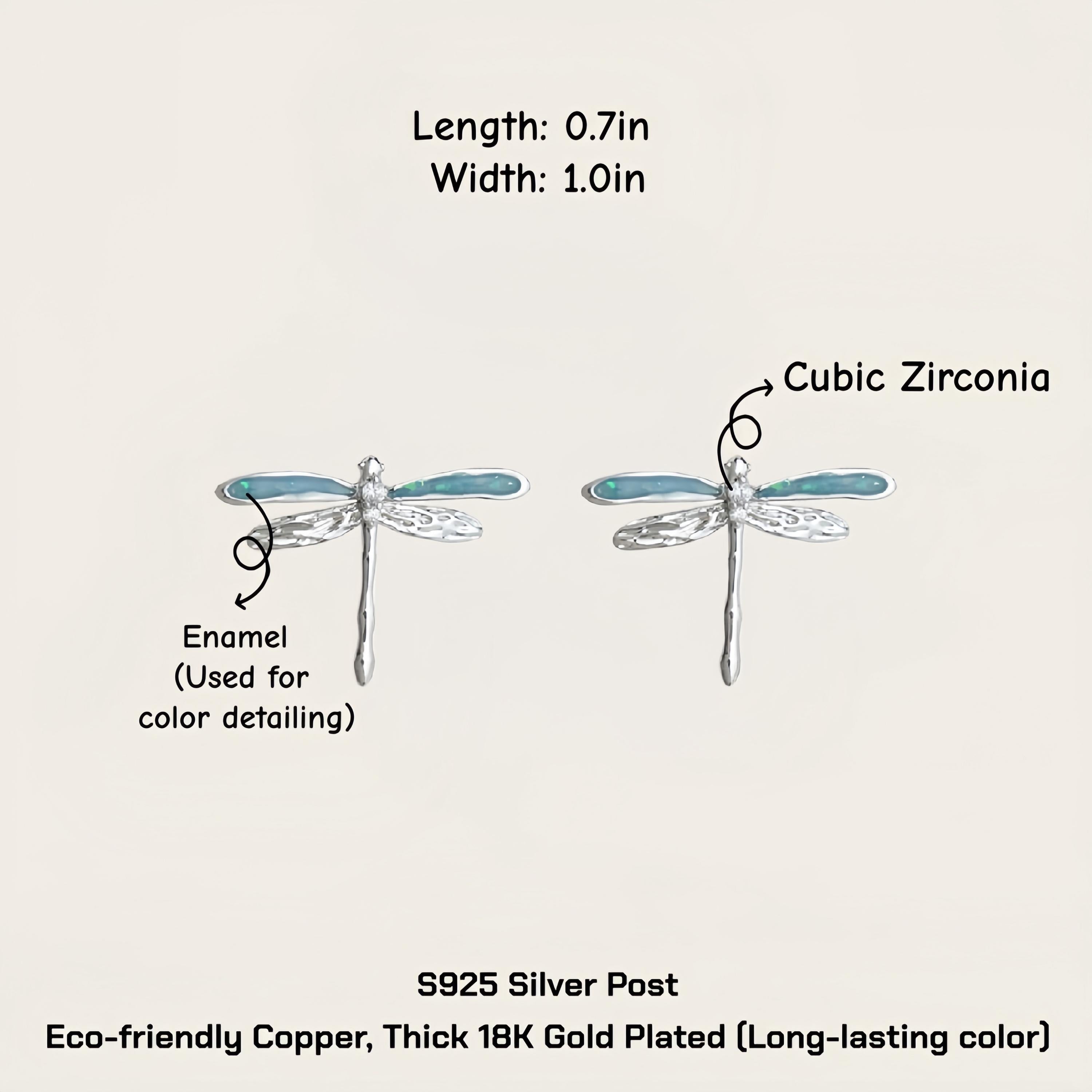 Dragonfly Stud Earrings – 18K Gold Plated Enamel Dragonfly Earrings