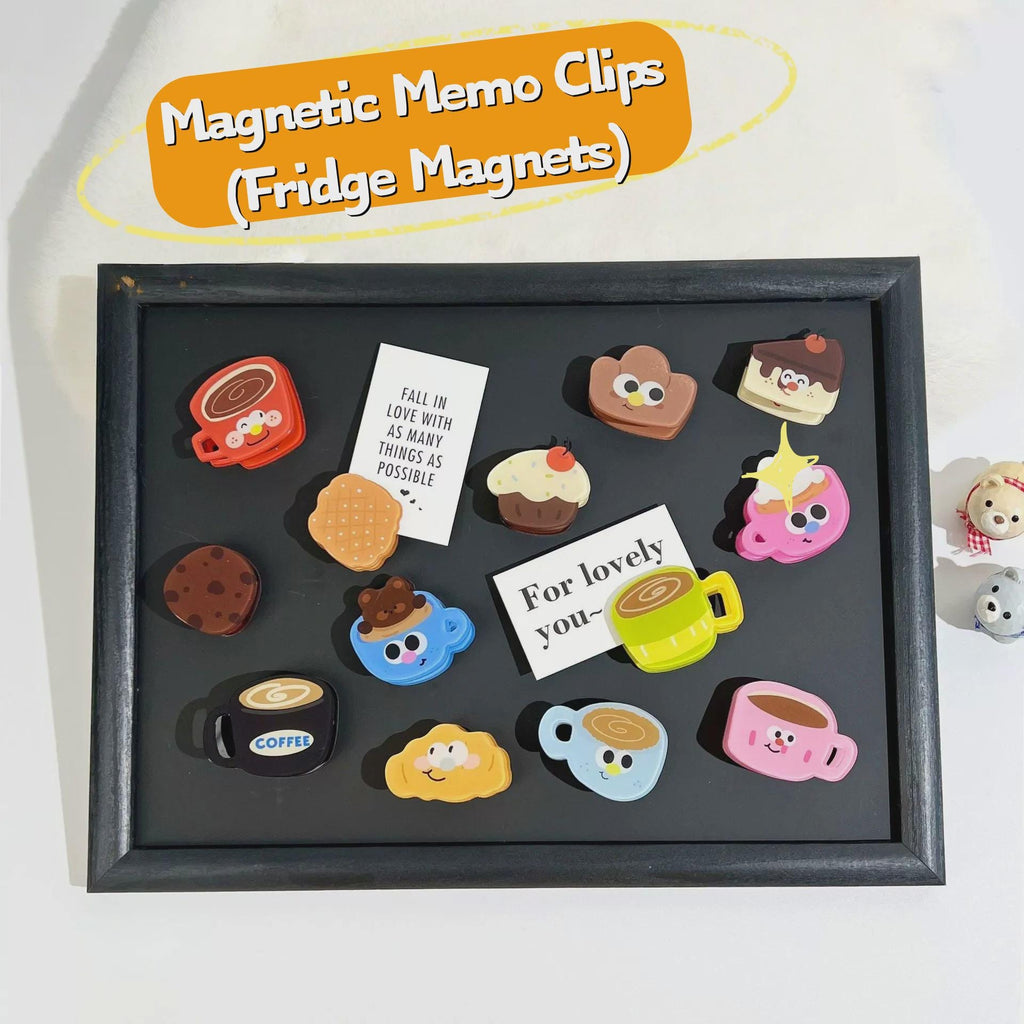 Kawaii Dessert & Coffee Magnetic Memo Clips | Cute Food Magnet Organizer
