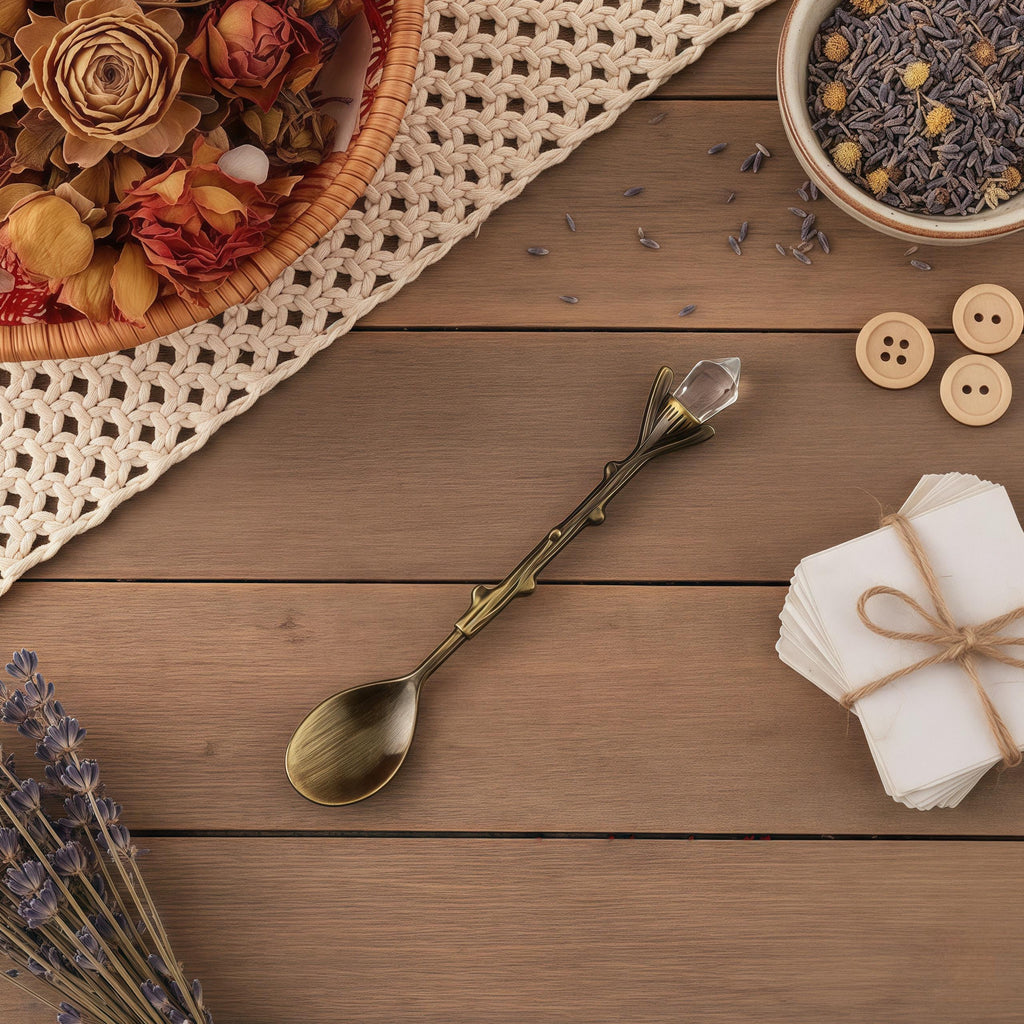Antique Branch Crystal Dessert Spoon | Gothic Fantasy Teaspoon