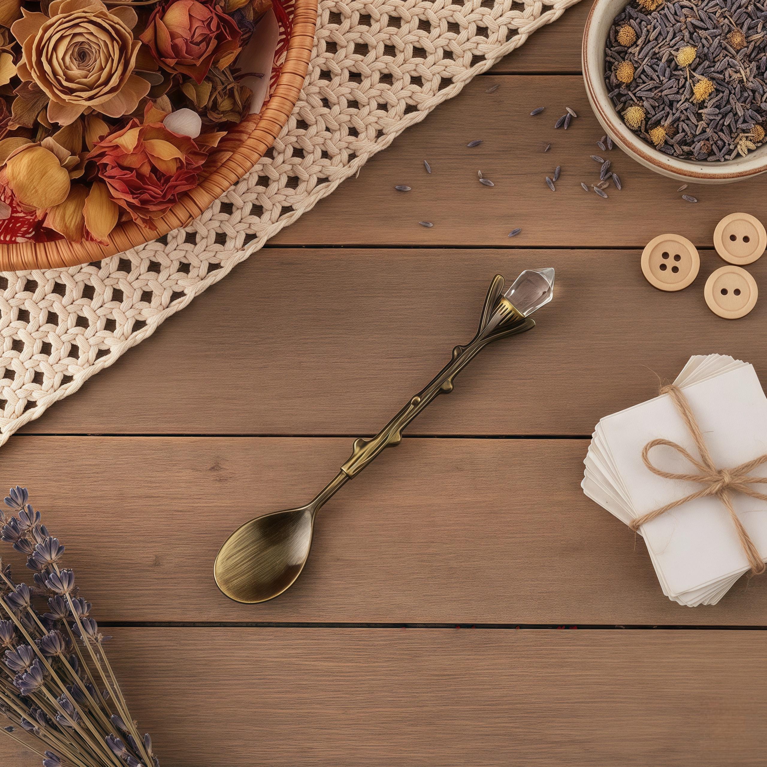 Antique Branch Crystal Dessert Spoon | Gothic Fantasy Teaspoon