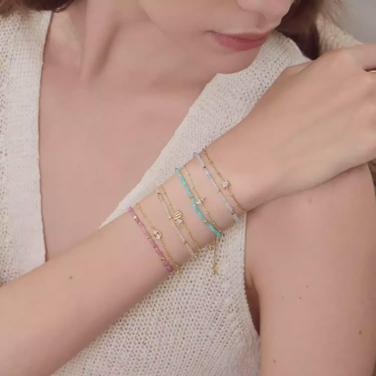 Zodiac Crystal Bracelet with Constellation Charm – Personalized Astrology Bracelet