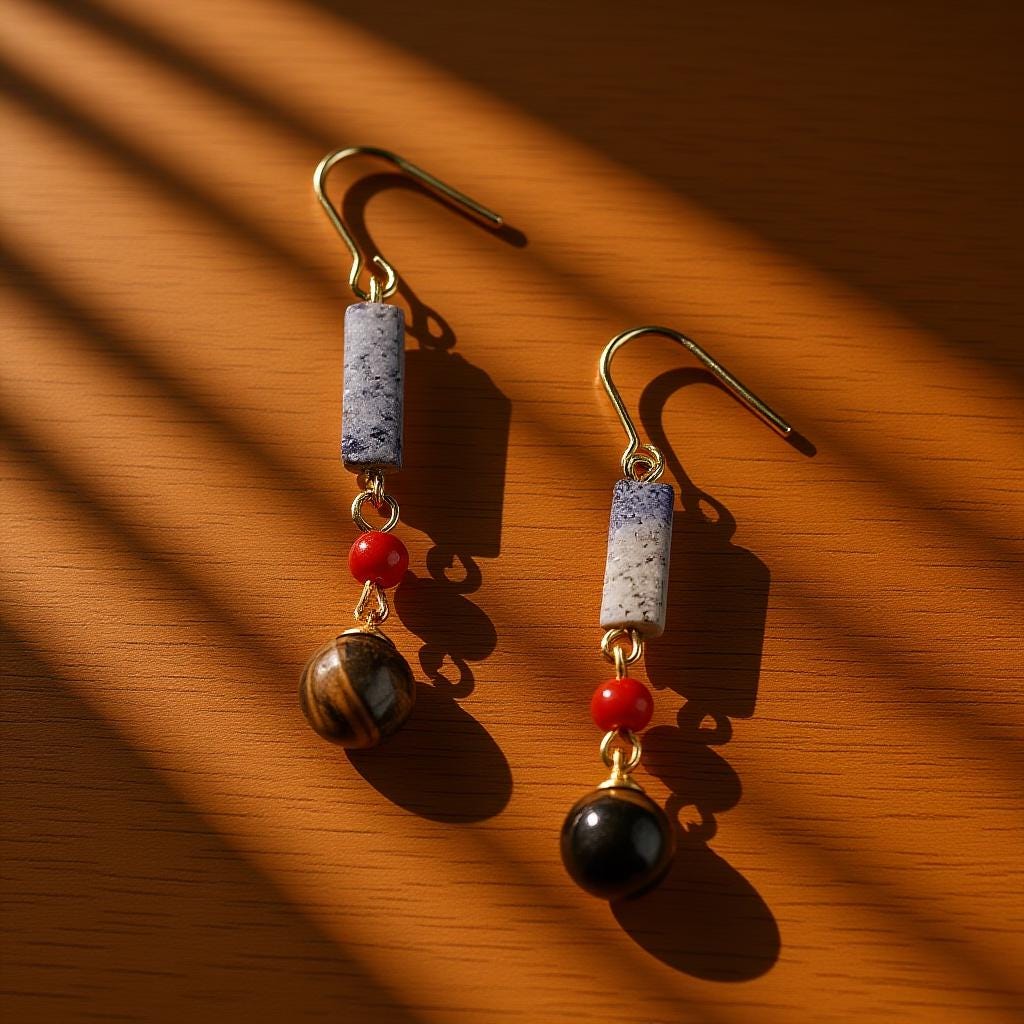 Silk Sleeve Red Agate Dangle Earrings – Handmade Eastern-Inspired Gemstone Earrings
