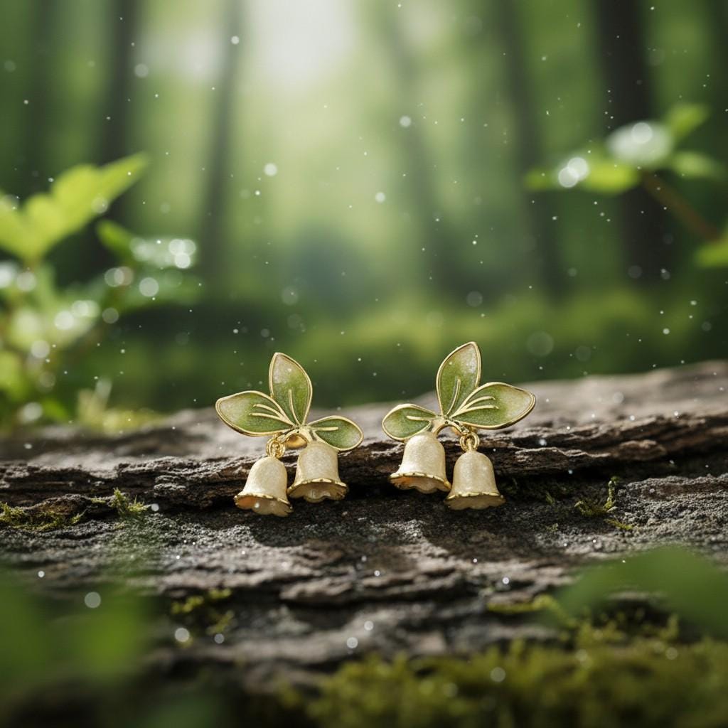 Lily of the Valley Earrings – Hand-Enameled Flower Drop Earrings