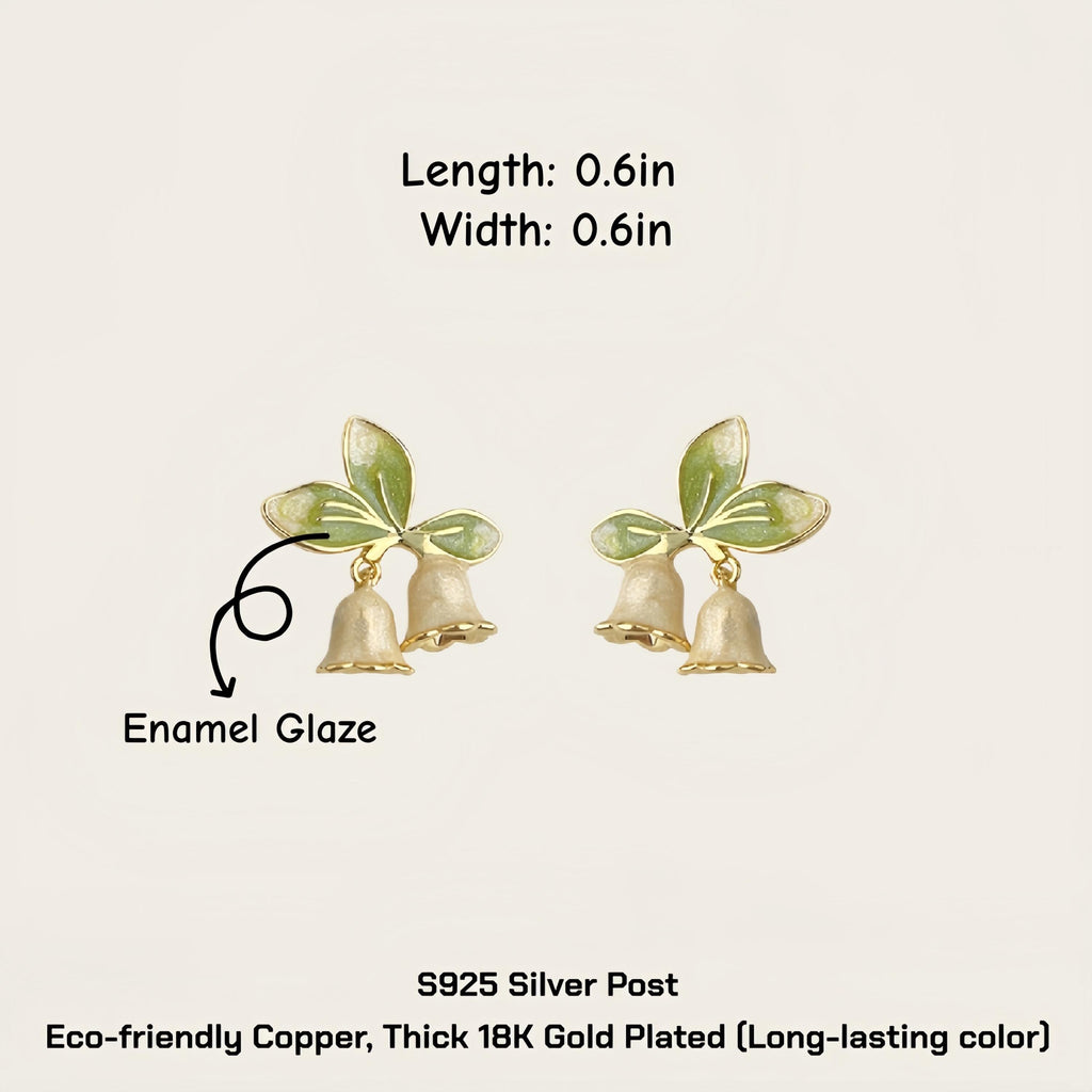 Lily of the Valley Earrings – Hand-Enameled Flower Drop Earrings