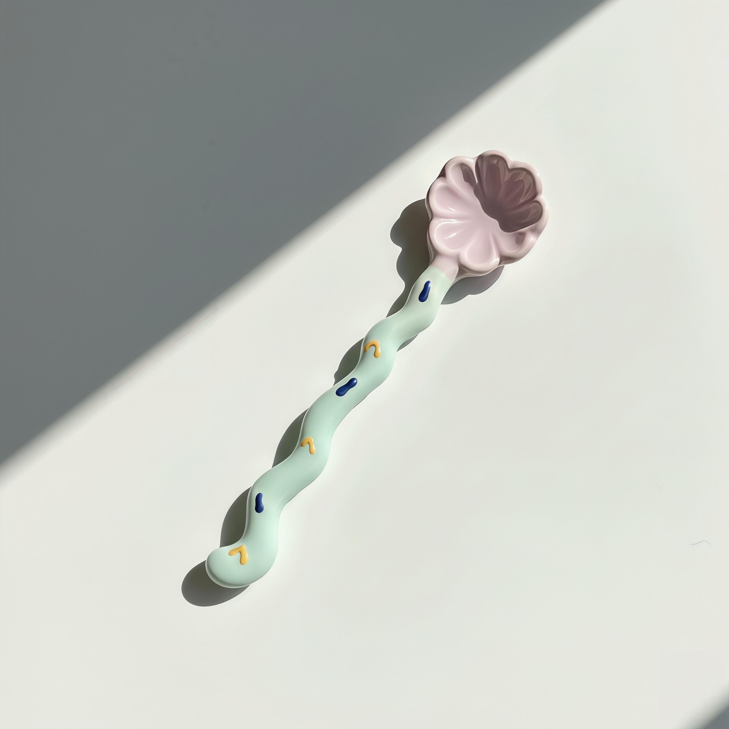 Whimsical Flower Ceramic Spoon | Pastel Dessert & Coffee Spoon