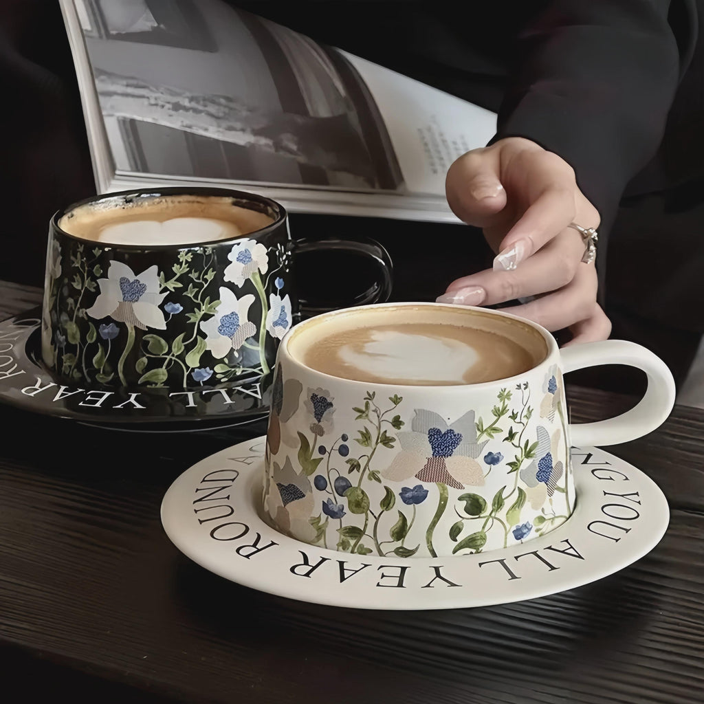Lily of the Valley Mug Set | Floral Ceramic Cup & Saucer