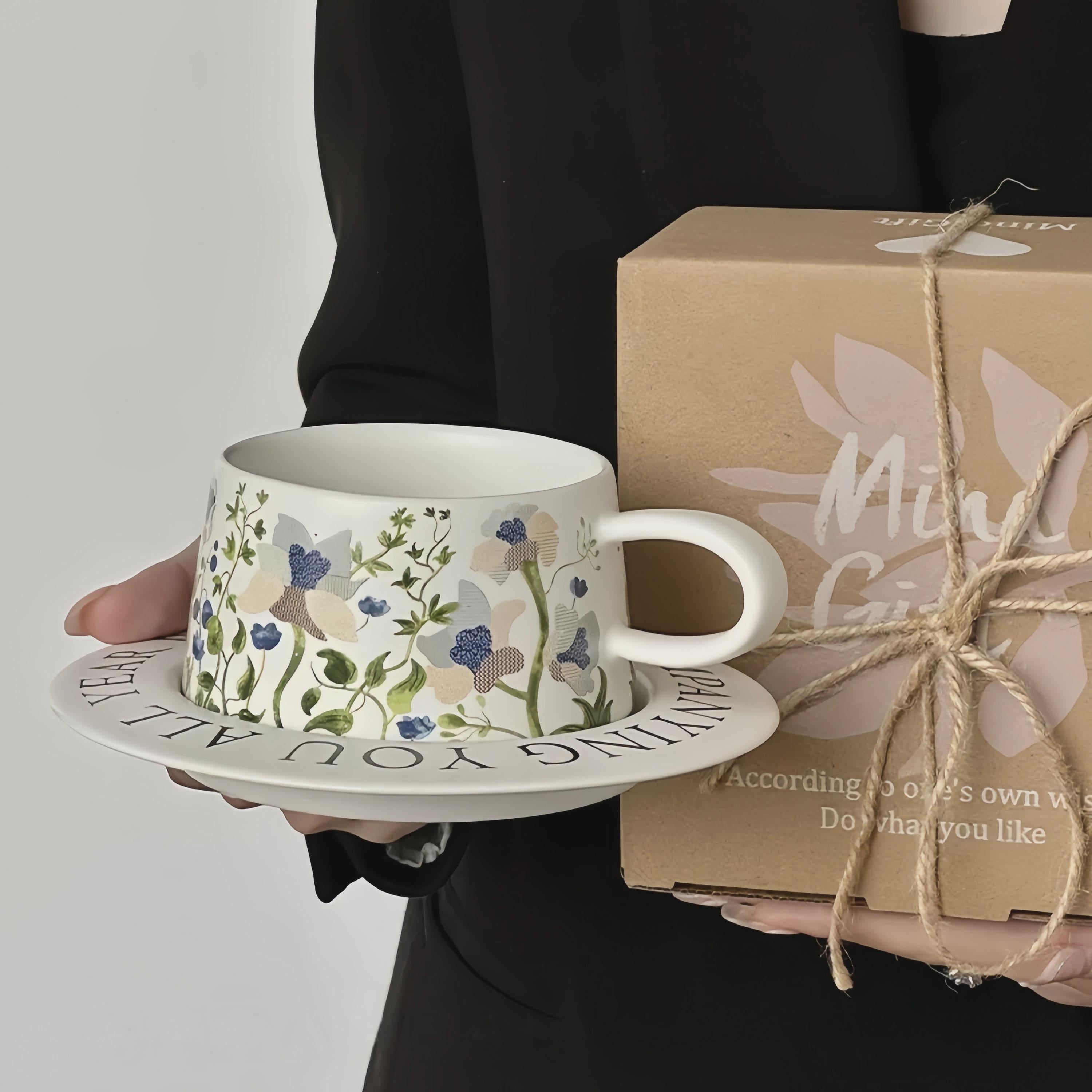 Lily of the Valley Mug Set | Floral Ceramic Cup & Saucer