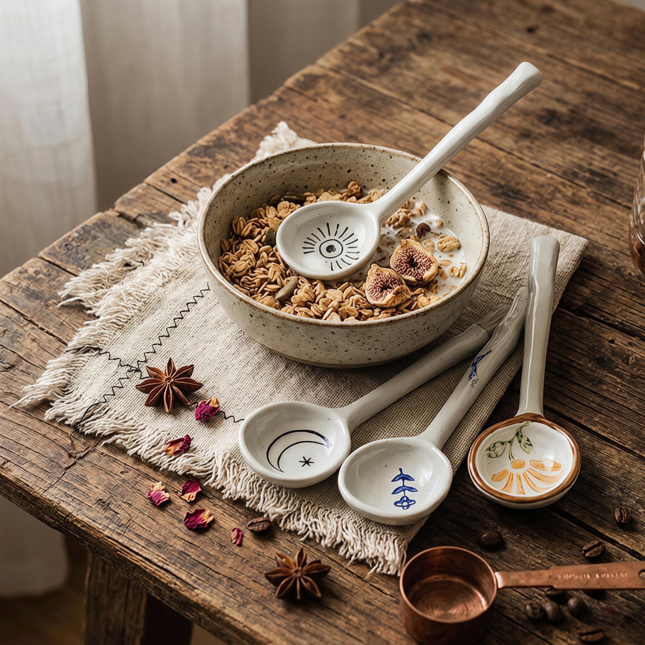 Japanese Style Ceramic Spoon | Handmade Sauce, Dessert, Tasting, Small Serving Spoon