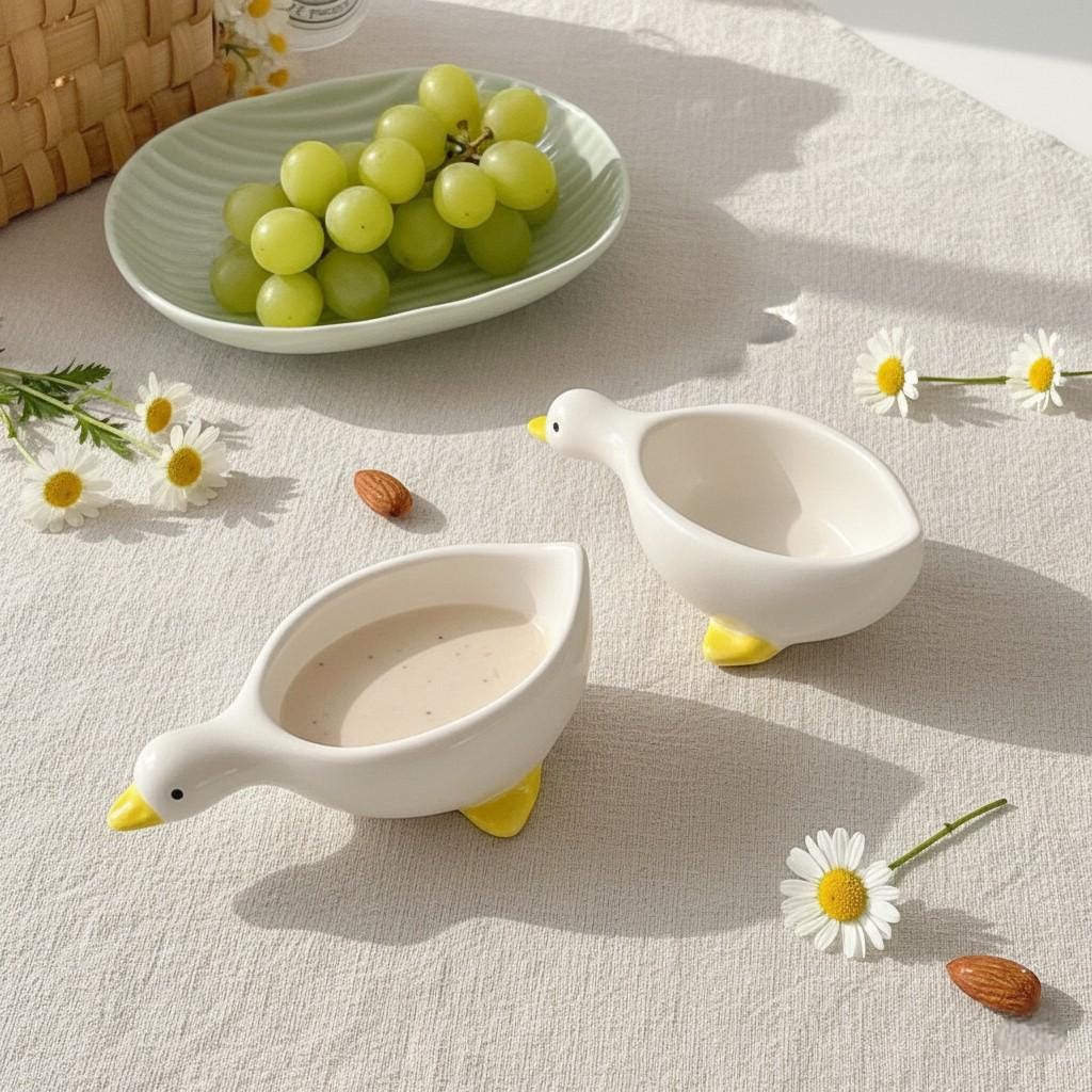 Quirky Handcrafted Duck Ceramic Dipping Dish – Artisan Sauce Bowl